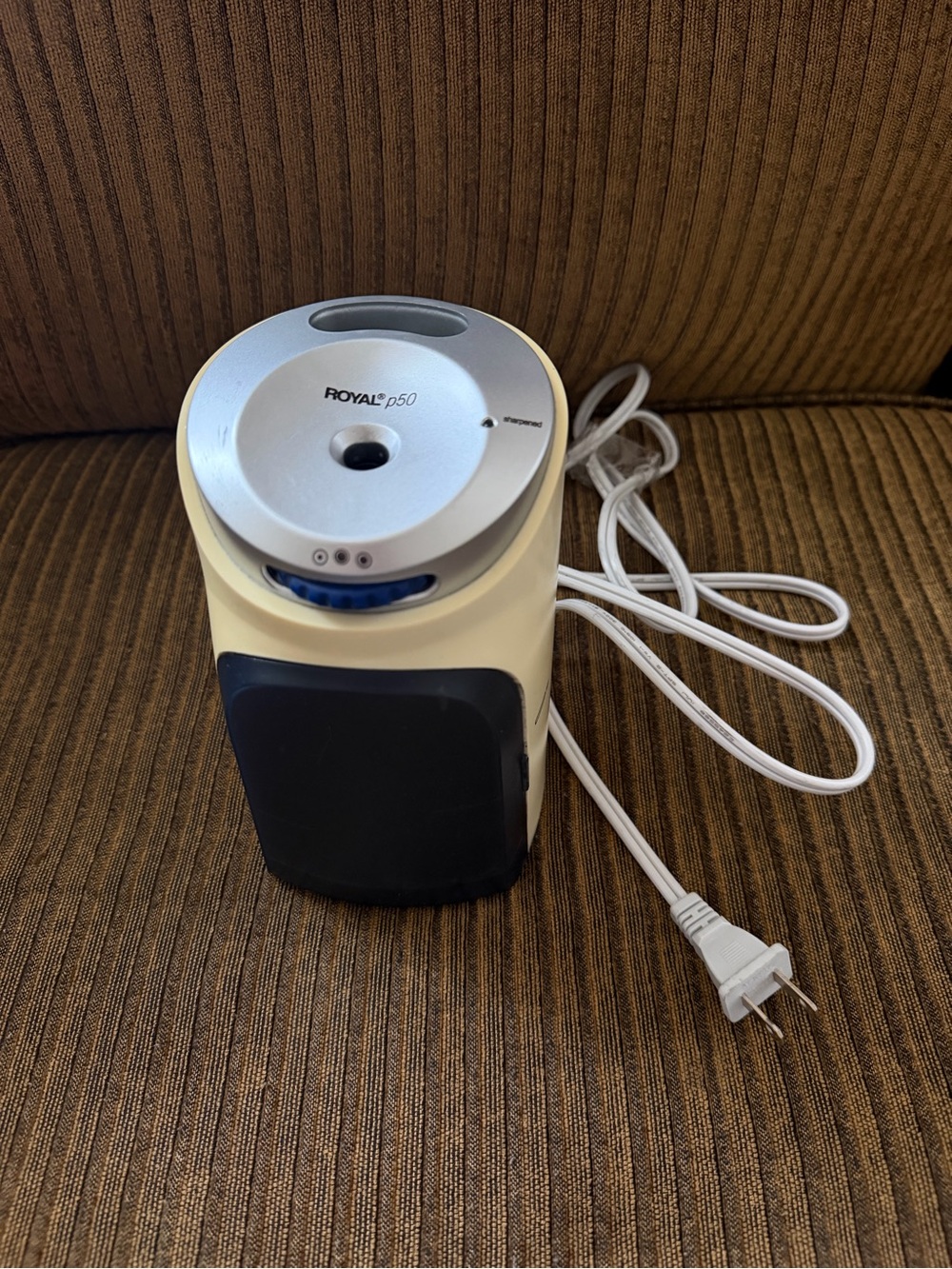 Portable Electric Pencil Sharpener - Cream & Black